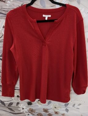Maurices Red Ribbed V Neck Shirt